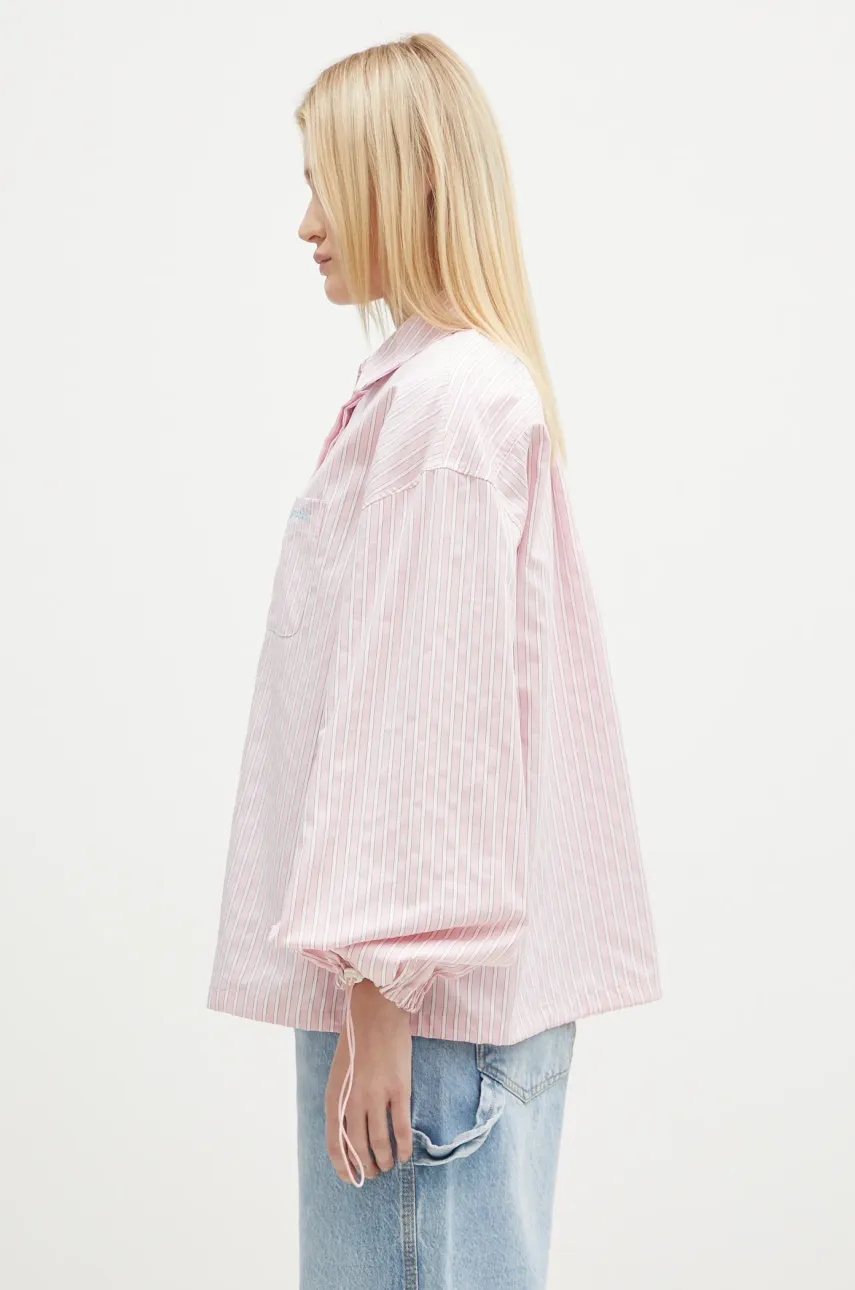 Хлопковая рубашка Fiorucci Elasticated Balloon Sleeve женская цвет розовый relaxed классический воротник W01FPTLO170CO01PN03 Хлопковая рубашка Fiorucci Elasticated Balloon Sleeve женская цвет розовый relaxed классический воротник W01FPTLO170CO01PN03
