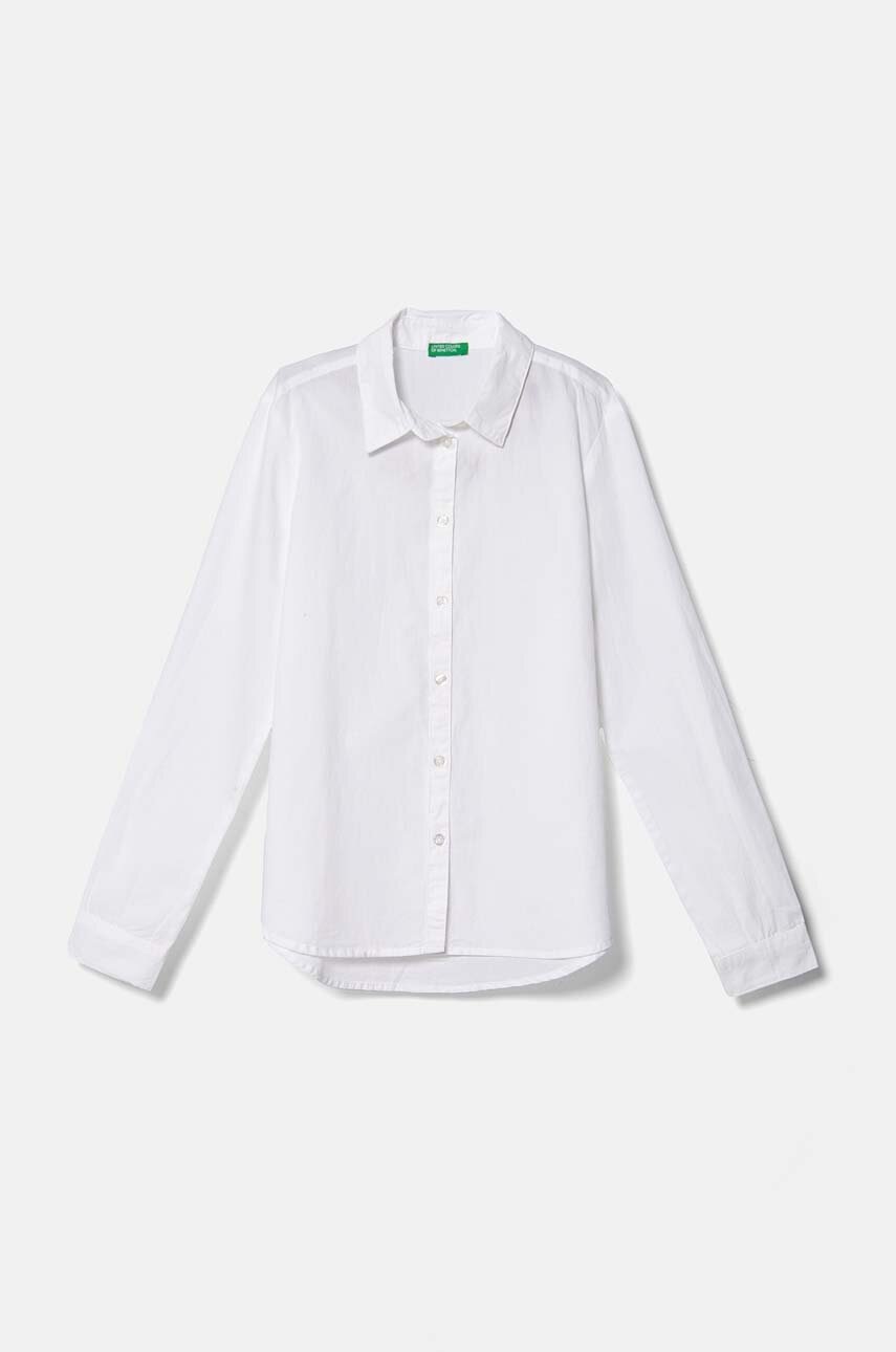 

Детска памучна риза United Colors of Benetton в бяло 5X9ZCQ03A, Бял