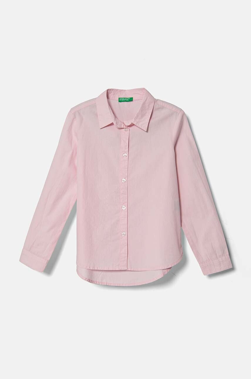 

Детска памучна риза United Colors of Benetton в розово 5X9ZCQ03A, Розов