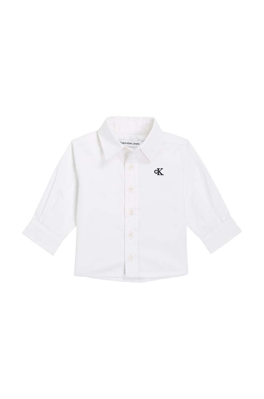 

Детска памучна риза Calvin Klein Jeans в бяло IN0IN00161, Бял