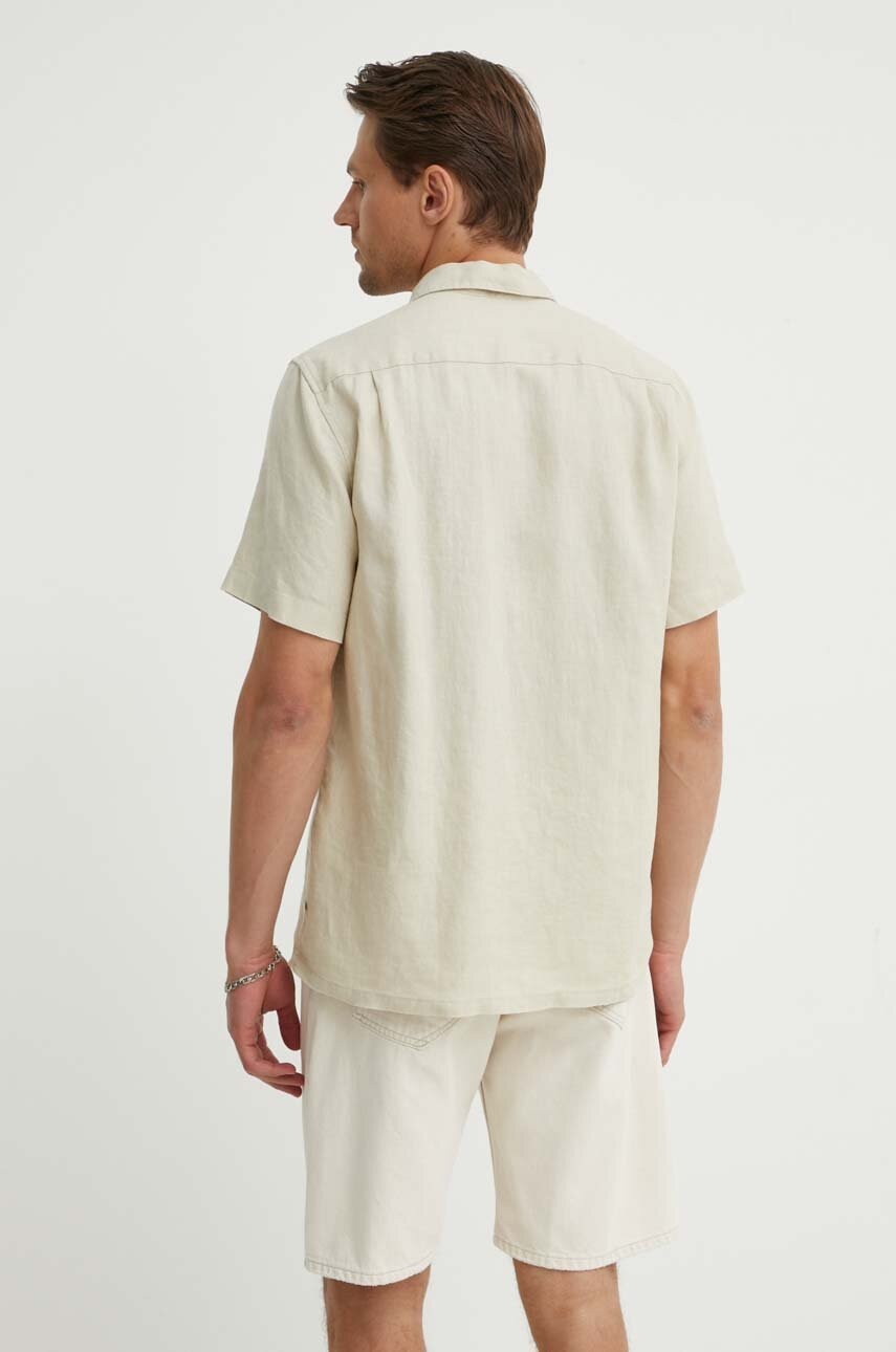 Πουκάμισο από λινό Samsoe Samsoe SAAVAN χρώμα: μπεζ, M24100052 φωτογραφία