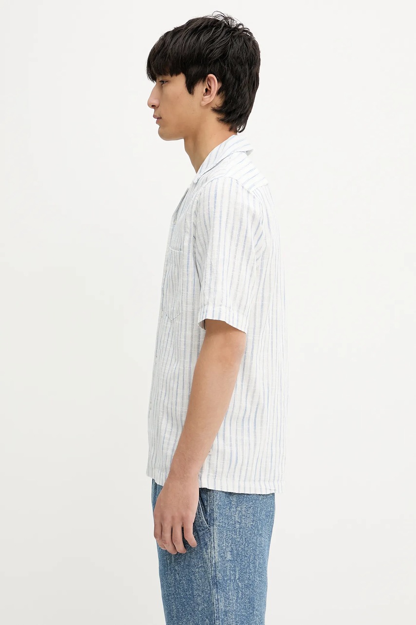 Рубашка с примесью льна Samsoe Samsoe SAOSCAR цвет синий regular M24200074