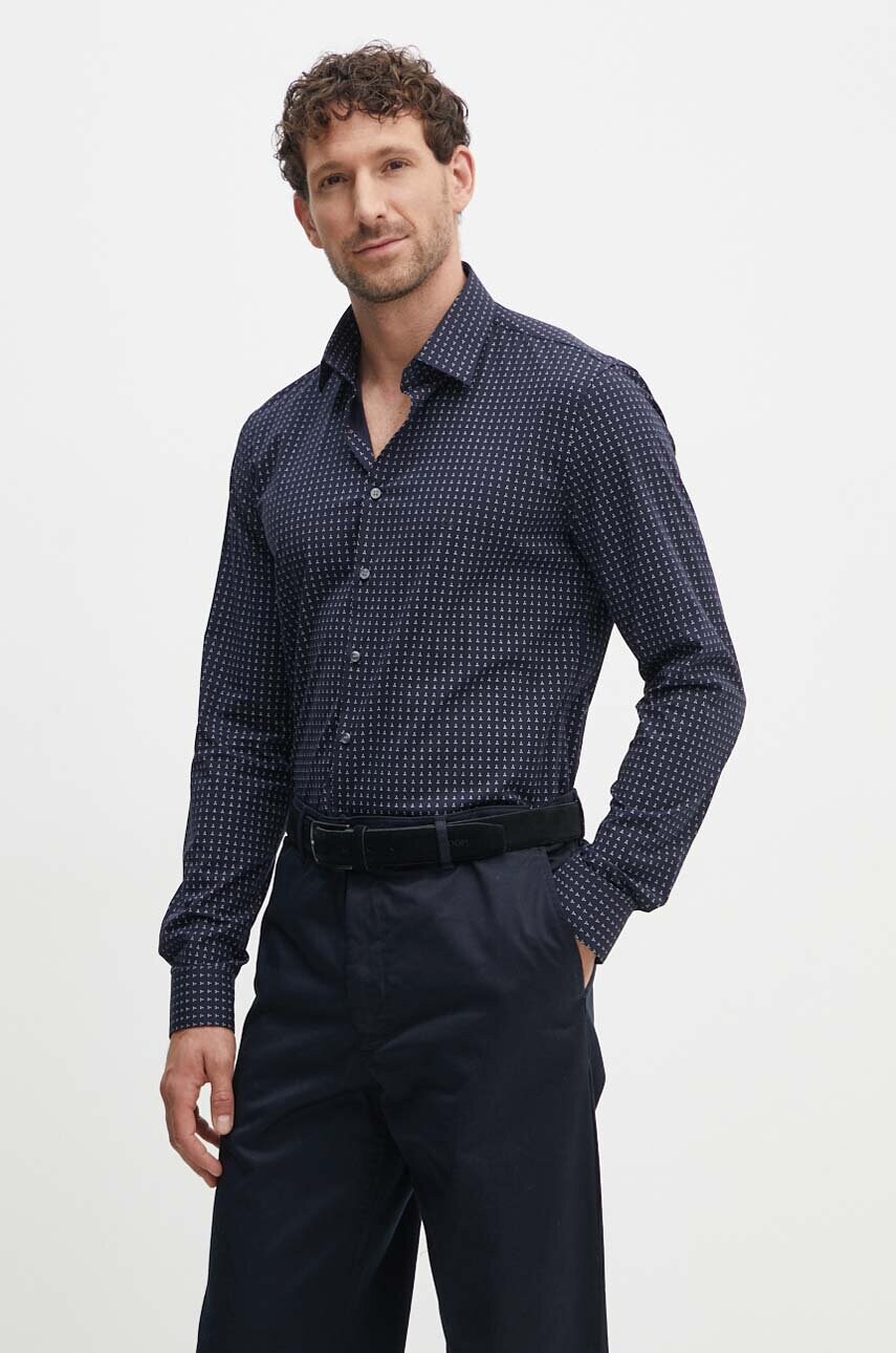 Levně Košile Calvin Klein pánská, tmavomodrá barva, slim, s klasickým límcem, K10K113163