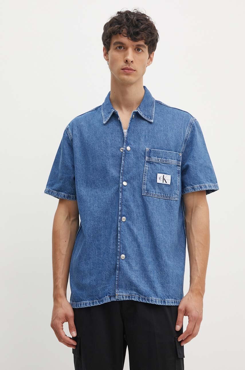 

Дънкова риза Calvin Klein Jeans мъжка в синьо със стандартна кройка с класическа яка J30J325748, Син