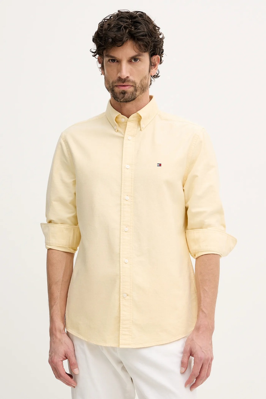 Levně Bavlněná košile Tommy Hilfiger pánská, modrá barva, regular, s límečkem button-down, MW0MW35774