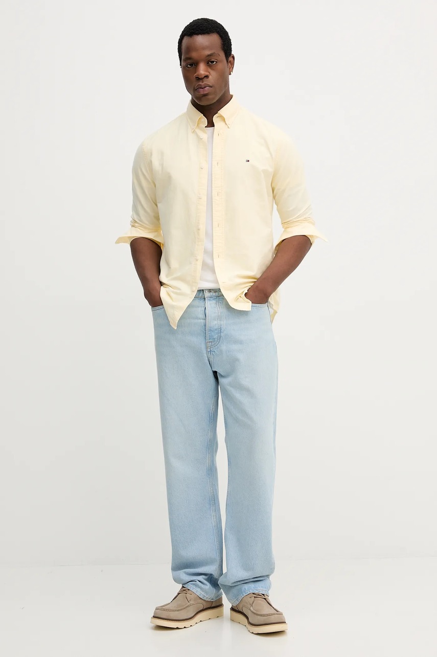 Хлопковая рубашка Tommy Hilfiger regular воротник button-down MW0MW35774 Хлопковая рубашка Tommy Hilfiger regular воротник button-down MW0MW35774