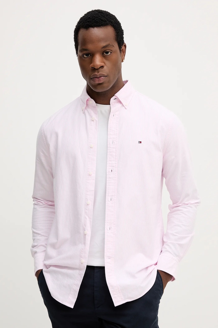 Levně Bavlněná košile Tommy Hilfiger pánská, modrá barva, regular, s límečkem button-down, MW0MW36238