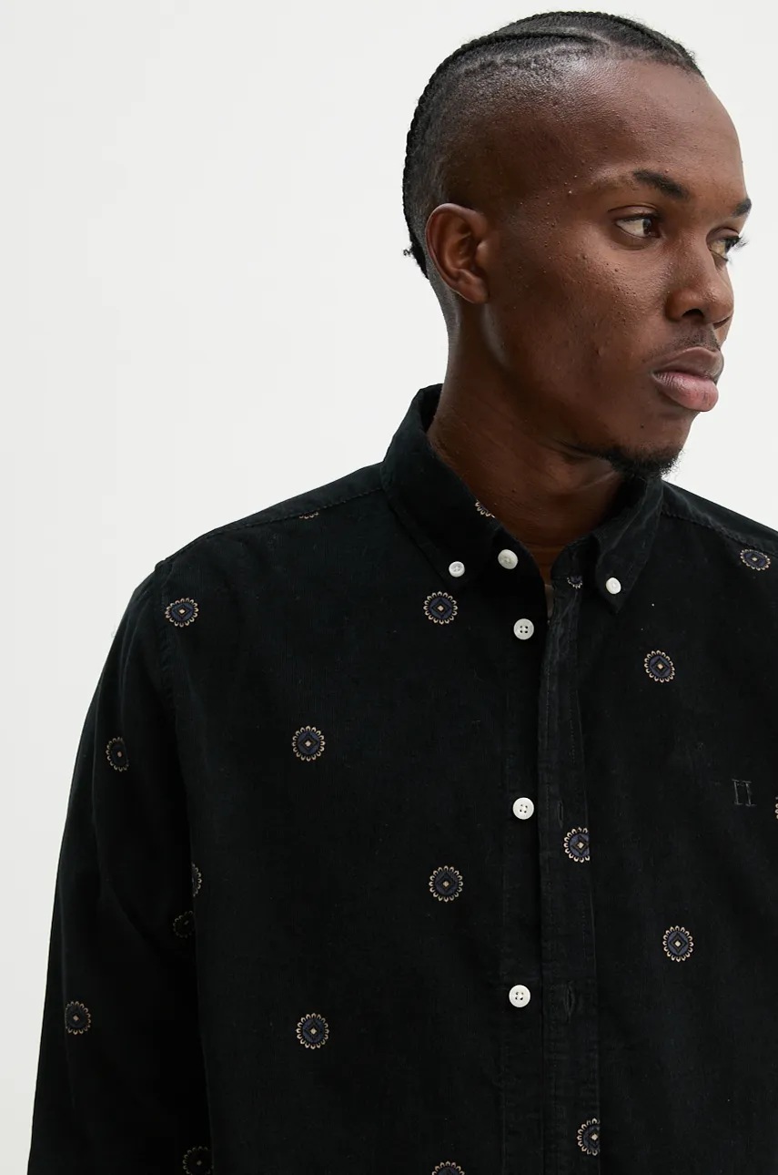 Βαμβακερό πουκάμισο Les Deux ανδρικό, χρώμα: μαύρο, LDM410190 φωτογραφία