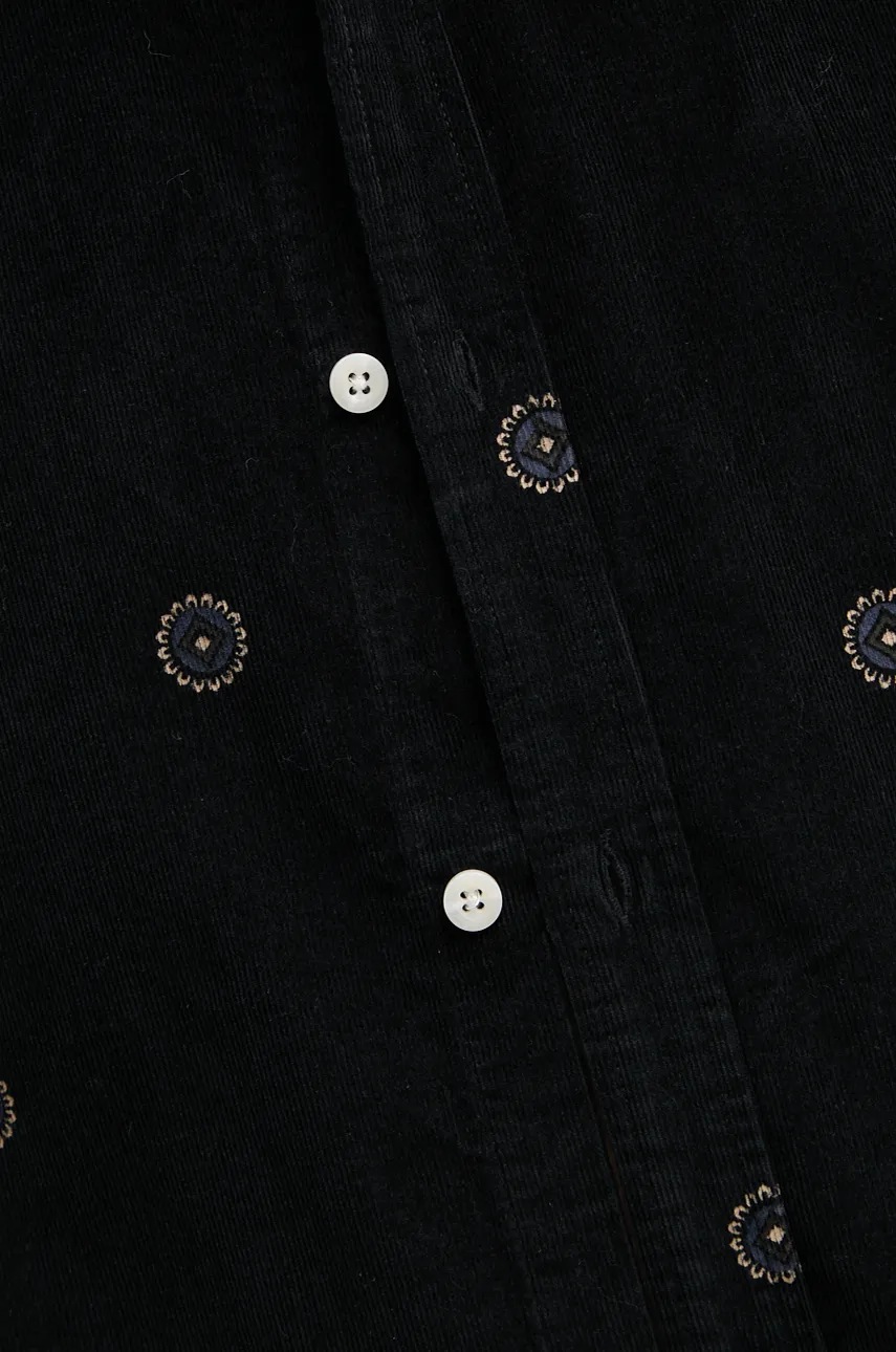 Βαμβακερό πουκάμισο Les Deux ανδρικό, χρώμα: μαύρο, LDM410190 φωτογραφία