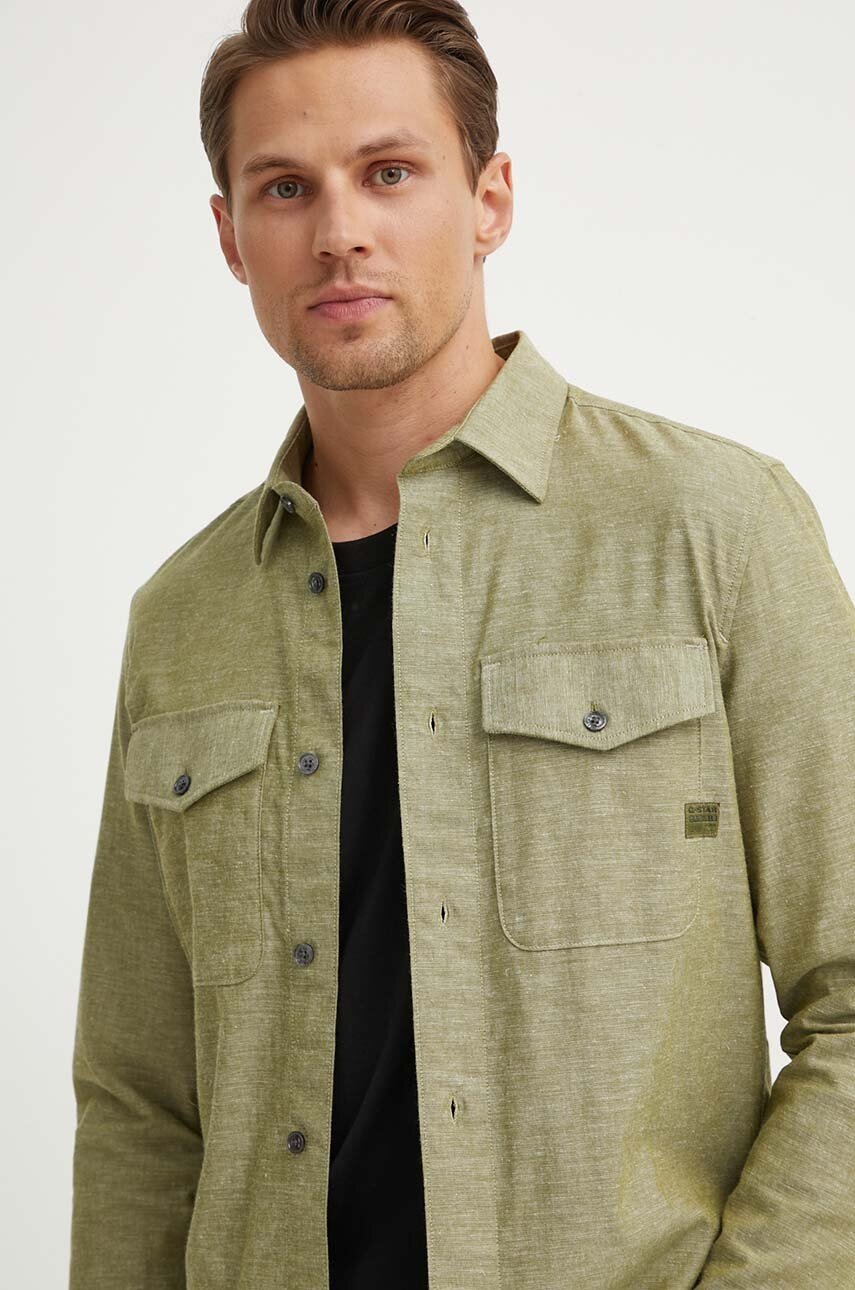 Πουκάμισο με μείγμα από λινό G-Star χρώμα: πράσινο, D24963-D123 φωτογραφία
