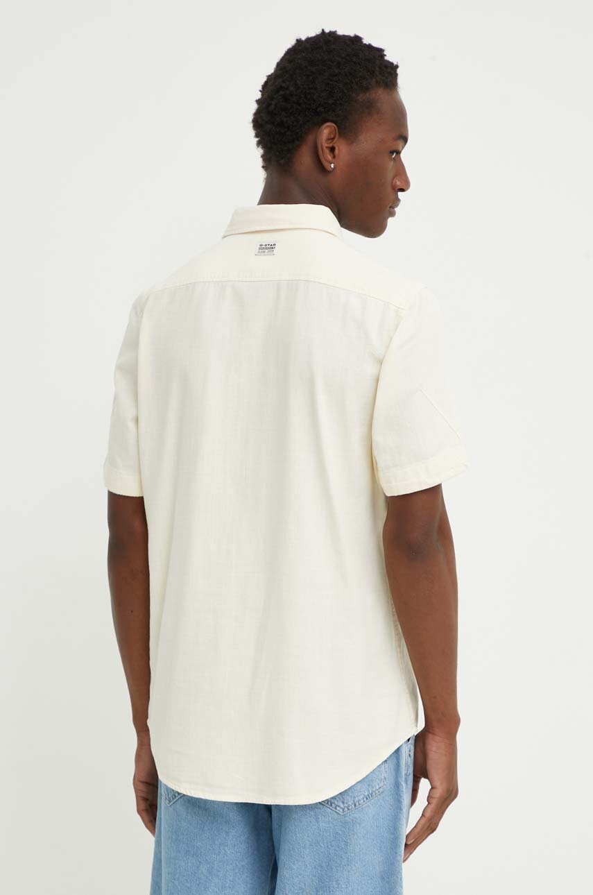 Βαμβακερό πουκάμισο G-Star ανδρικό, χρώμα: μπεζ, D19751-D454 φωτογραφία