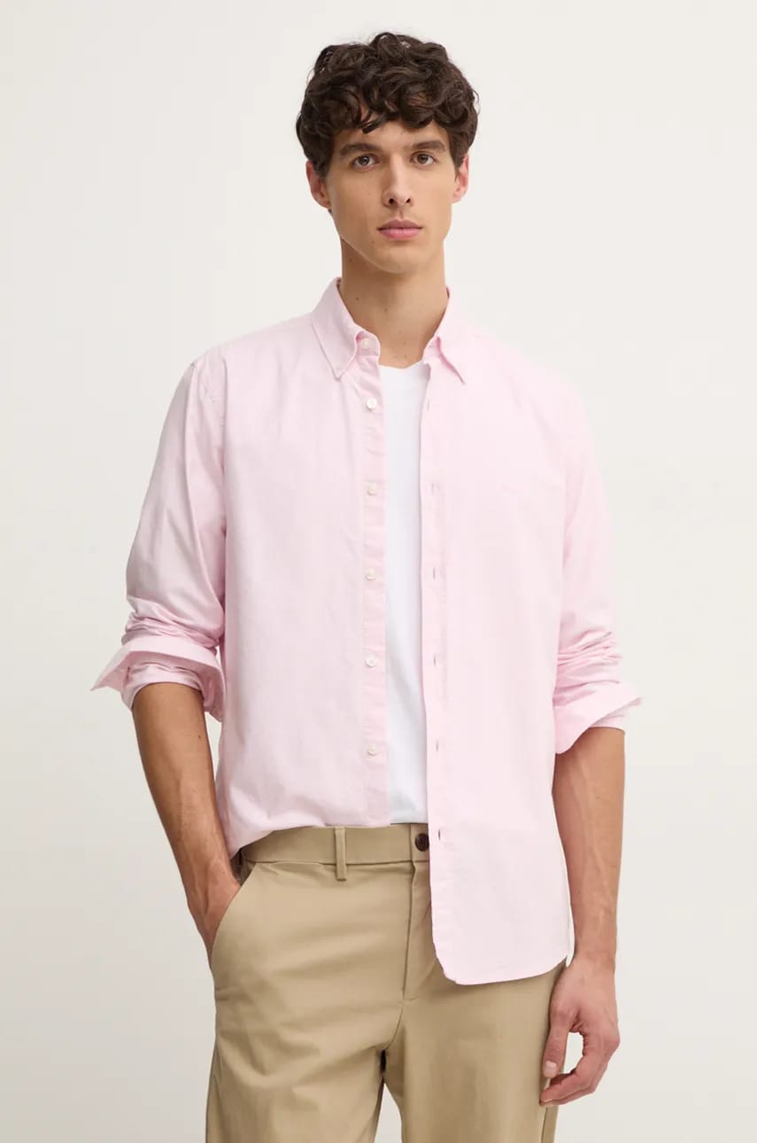 Boss Orange camasa din bumbac barbati, culoarea roz, cu guler button-down, regular, 50519707 Boss Orange camasa din bumbac barbati, culoarea roz, cu guler button-down, regular, 50519707
