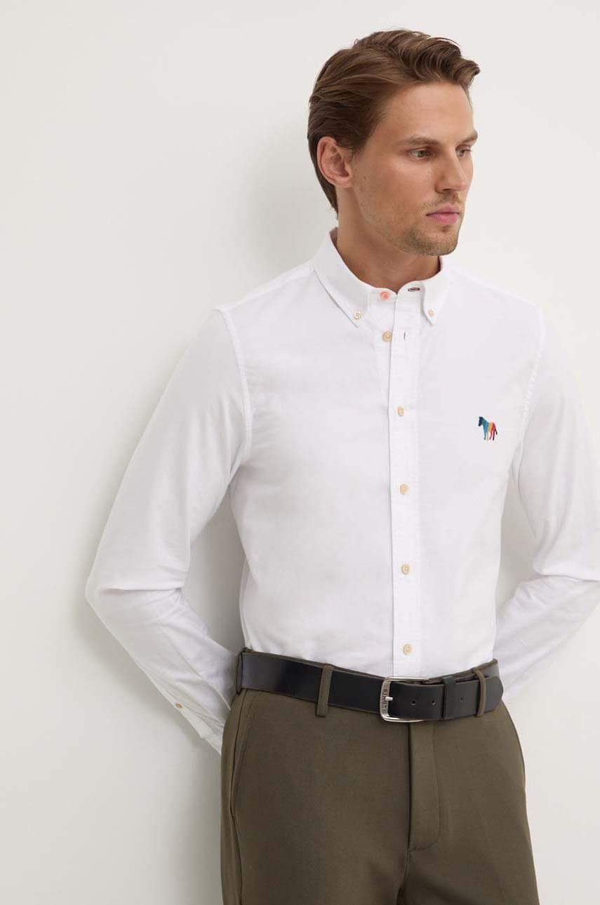 PS Paul Smith camasa din bumbac barbati, culoarea alb, cu guler clasic, regular, M2R.599R.N21846 PS Paul Smith camasa din bumbac barbati, culoarea alb, cu guler clasic, regular, M2R.599R.N21846