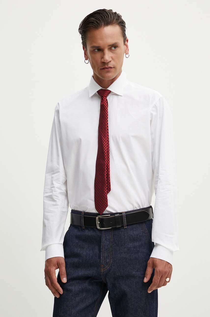 HUGO camasa din bumbac barbati, culoarea alb, cu guler clasic, regular, 50519812