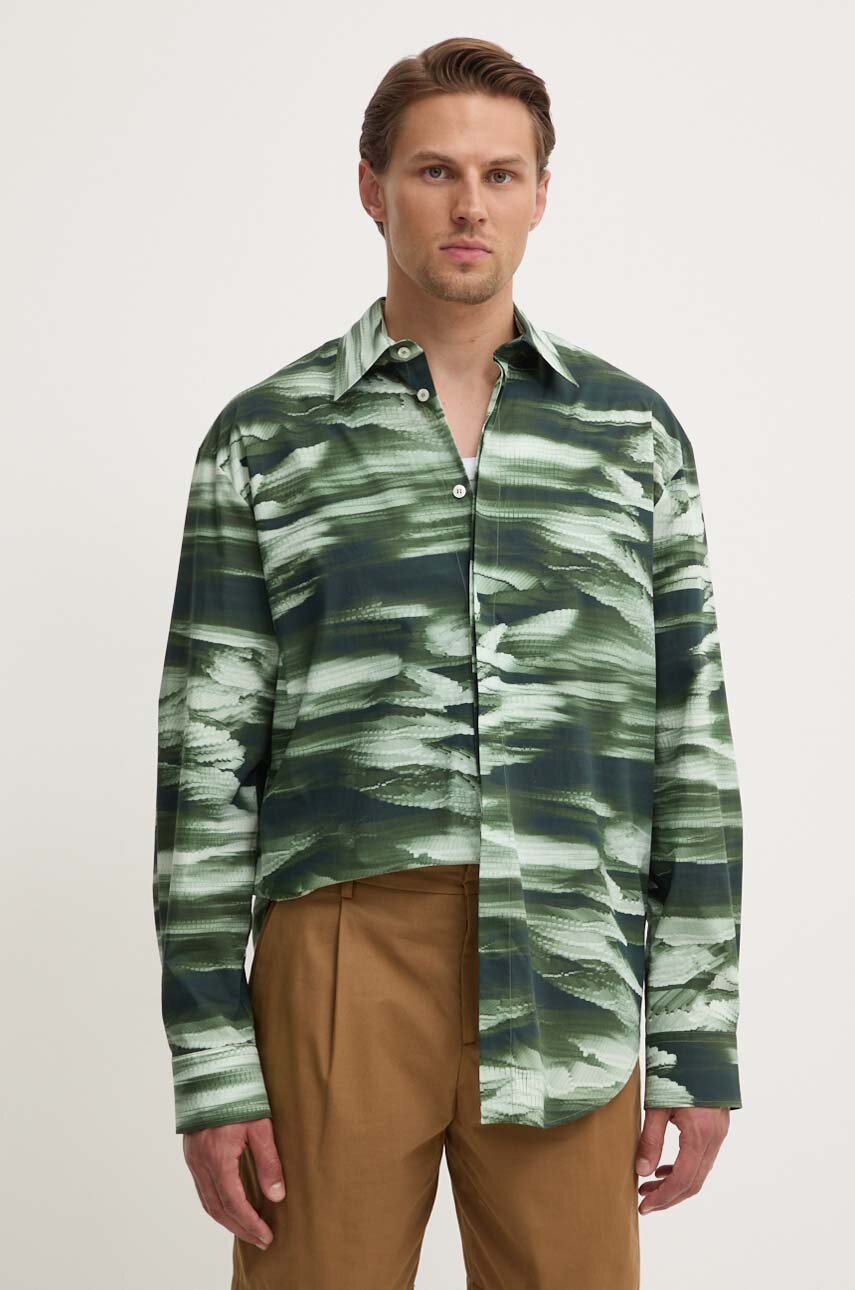 

Памучна риза MSGM мъжка в зелено със стандартна кройка с класическа яка 3740ME19.247550, Зелен