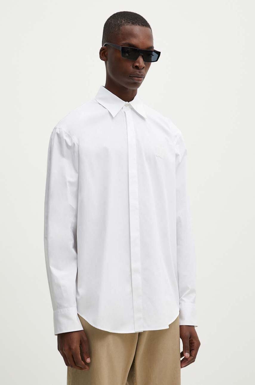 MSGM camasa din bumbac barbati, culoarea alb, cu guler italian, relaxed, 3740ME02.247505 MSGM camasa din bumbac barbati, culoarea alb, cu guler italian, relaxed, 3740ME02.247505