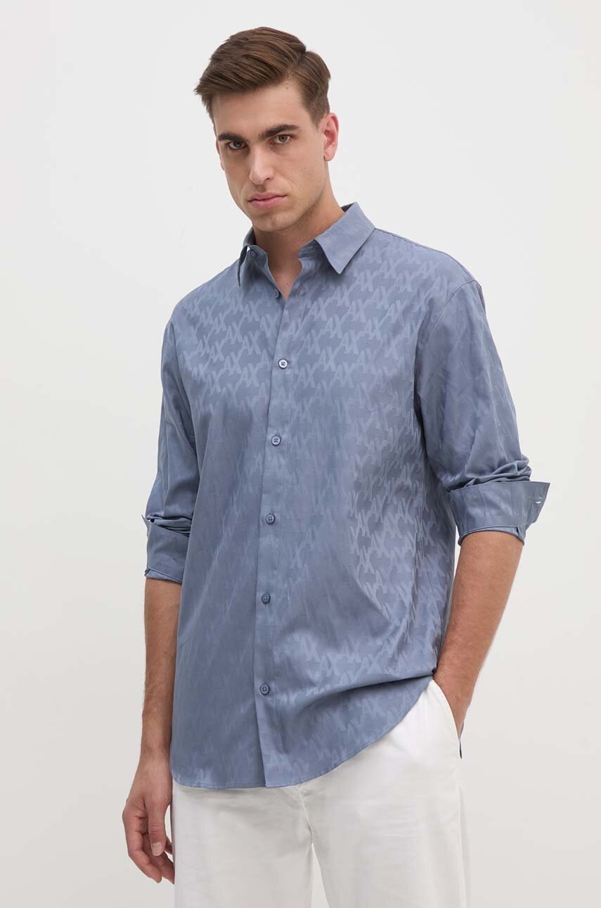 

Памучна риза Armani Exchange мъжка в синьо със стандартна кройка с класическа яка 6DZCL1 ZN5XZ, Син