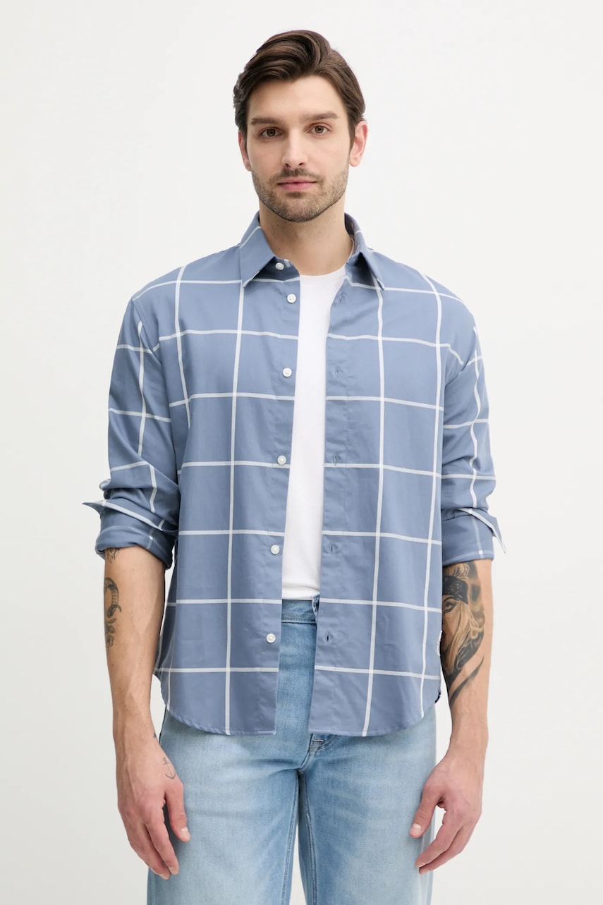 Armani Exchange camasa din bumbac barbati, cu guler clasic, regular, 6DZCL5 ZN5FZ
