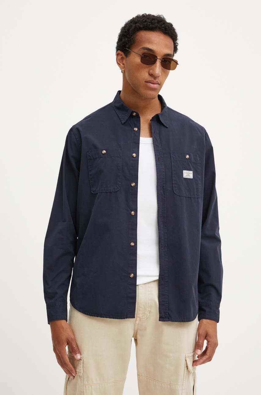 Βαμβακερό πουκάμισο Guess Jeans ανδρικό, χρώμα: ναυτικό μπλε, M4YH37 WGCF1 φωτογραφία