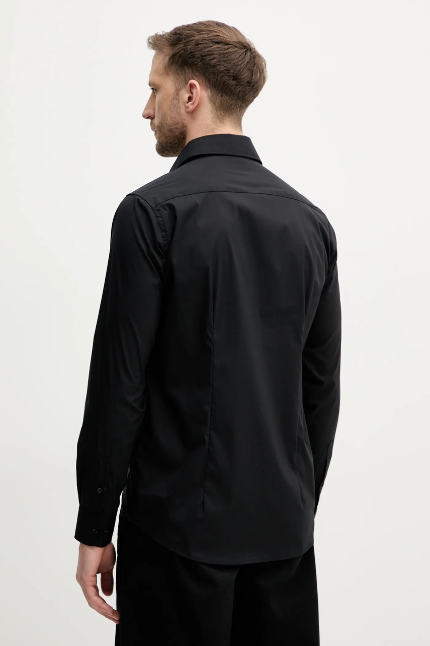Сорочка United Colors of Benetton чоловіча колір чорний slim класичний комір 5X3LUQ049 