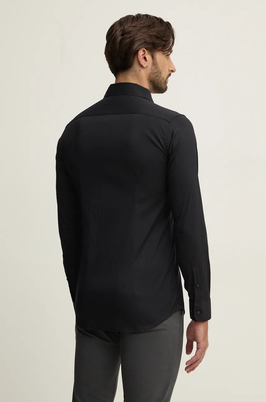 Сорочка United Colors of Benetton чоловіча колір чорний slim класичний комір 5X3LUQ049 
