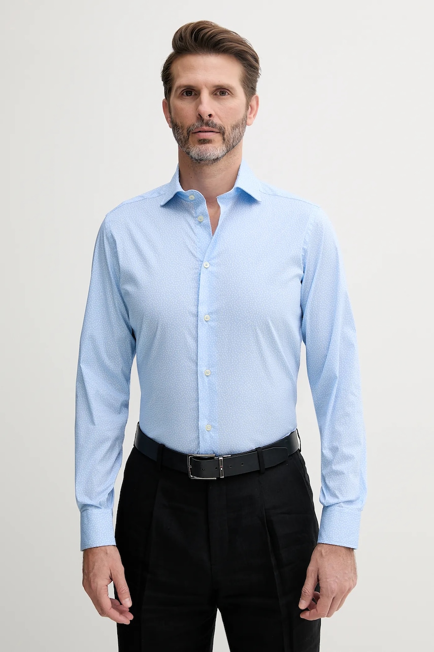 United Colors of Benetton camasa barbati, cu guler italian, slim, 5JUEUQ04D