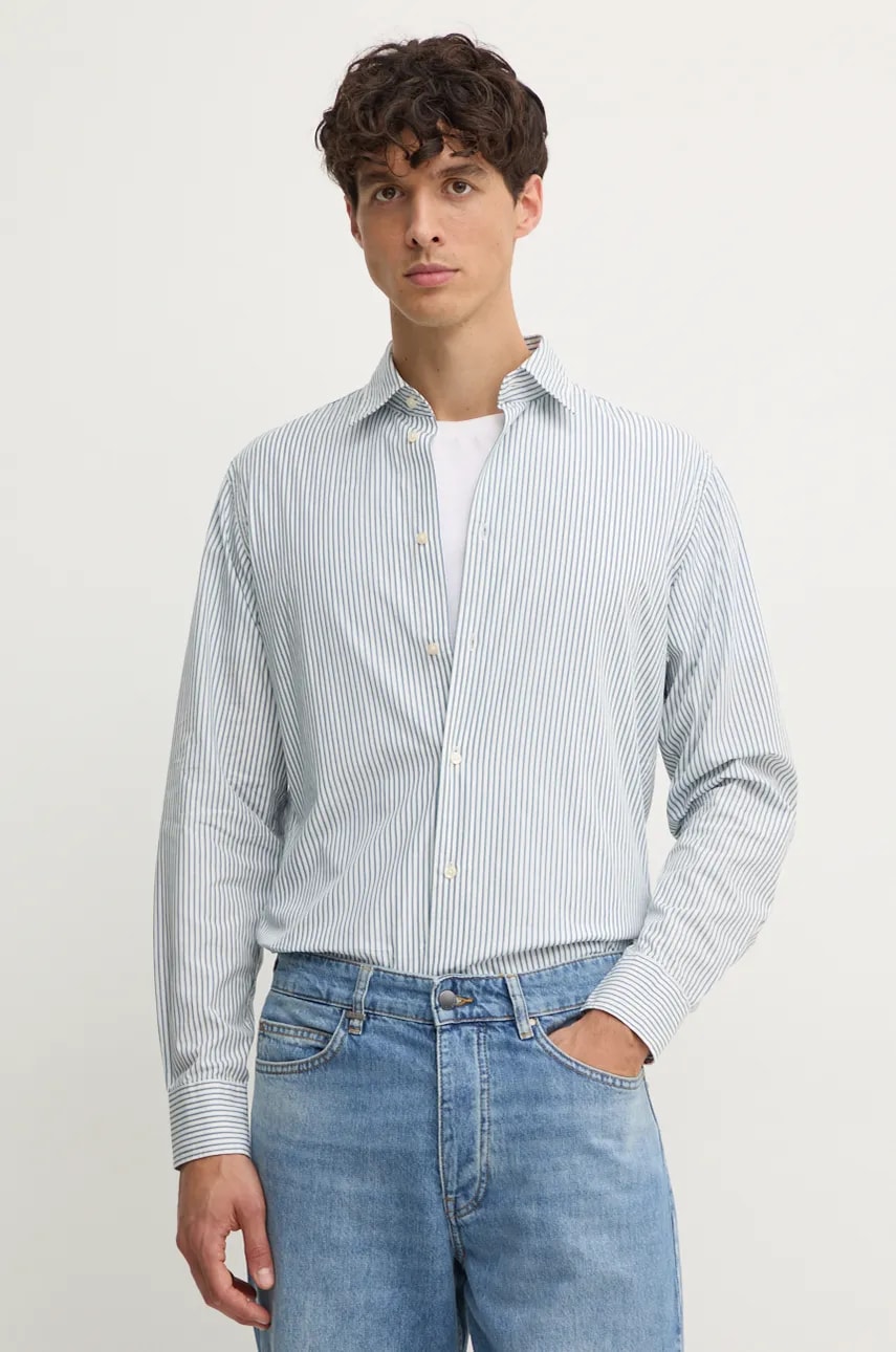 United Colors of Benetton camasa din bumbac barbati, culoarea alb, cu guler clasic, regular, 53ZDUQ04A United Colors of Benetton camasa din bumbac barbati, culoarea alb, cu guler clasic, regular, 53ZDUQ04A