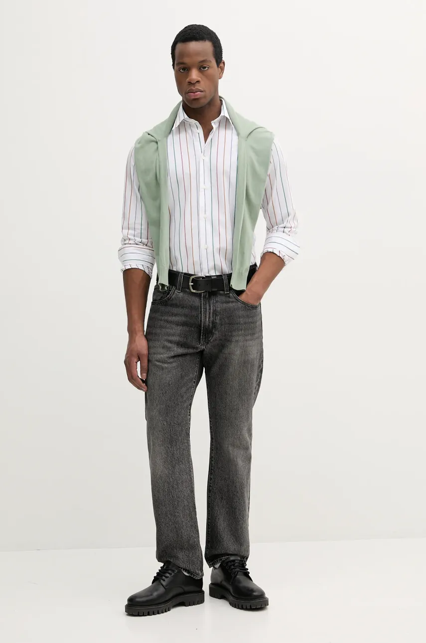 Хлопковая рубашка United Colors of Benetton мужская цвет белый regular классический воротник 53ZDUQ04A Хлопковая рубашка United Colors of Benetton мужская цвет белый regular классический воротник 53ZDUQ04A