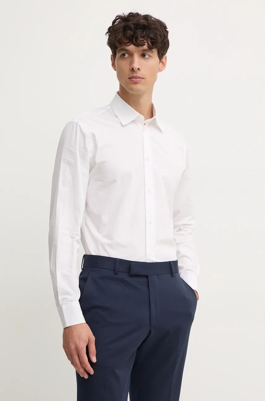 United Colors of Benetton camasa din bumbac barbati, culoarea alb, cu guler clasic, regular, 53ZDUQ04A United Colors of Benetton camasa din bumbac barbati, culoarea alb, cu guler clasic, regular, 53ZDUQ04A