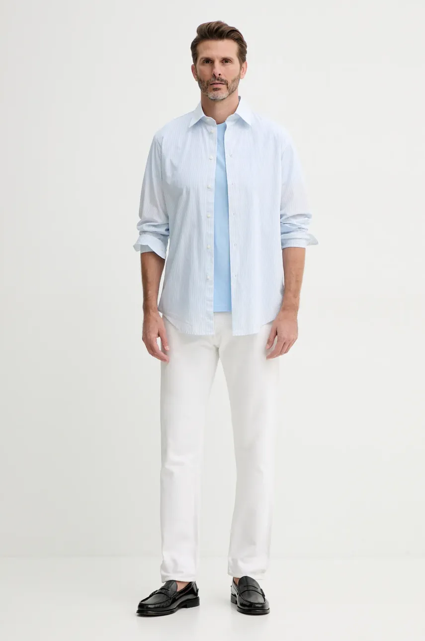 Хлопковая рубашка United Colors of Benetton мужская цвет белый regular классический воротник 53ZDUQ04A Хлопковая рубашка United Colors of Benetton мужская цвет белый regular классический воротник 53ZDUQ04A