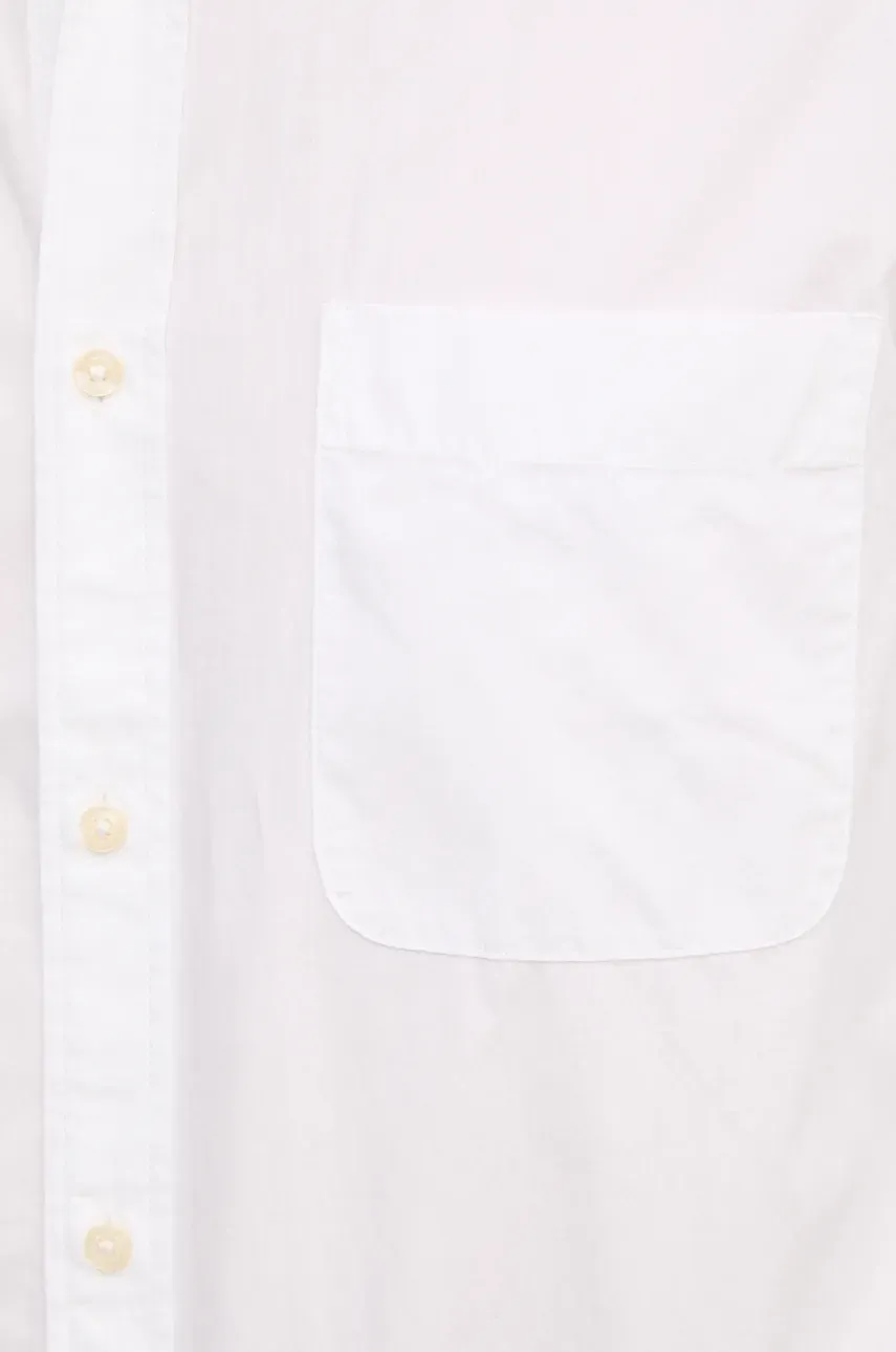 Хлопковая рубашка United Colors of Benetton мужская цвет белый regular воротник button-down 52MCUQ04B Хлопковая рубашка United Colors of Benetton мужская цвет белый regular воротник button-down 52MCUQ04B