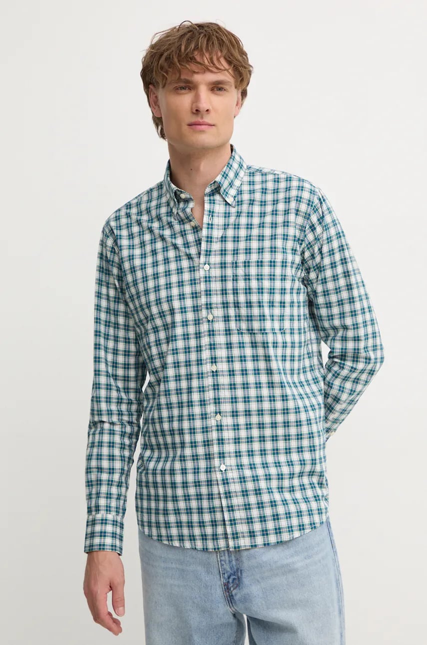United Colors of Benetton camasa din bumbac barbati, cu guler button-down, regular, 52MCUQ04B United Colors of Benetton camasa din bumbac barbati, cu guler button-down, regular, 52MCUQ04B