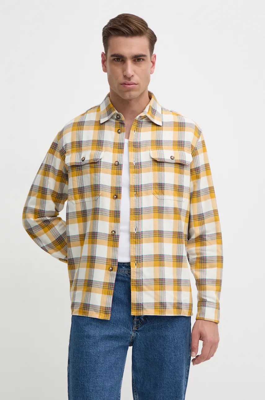 United Colors of Benetton camasa din bumbac barbati, culoarea galben, cu guler clasic, regular, 5H0EUQ04J