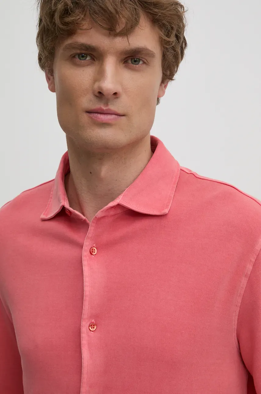Хлопковая рубашка United Colors of Benetton мужская цвет розовый regular классический воротник 5WMYUQ052 Хлопковая рубашка United Colors of Benetton мужская цвет розовый regular классический воротник 5WMYUQ052