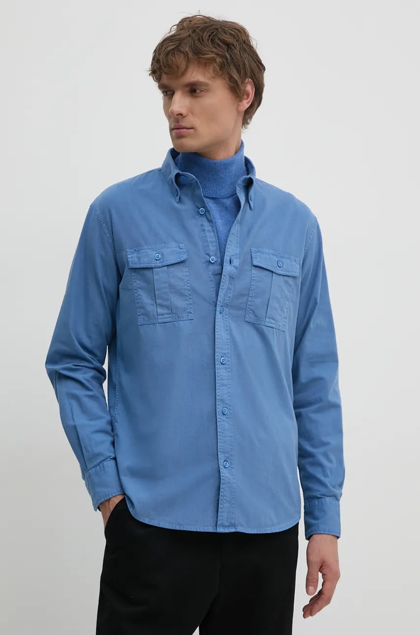 United Colors of Benetton camasa din bumbac barbati, cu guler button-down, regular, 5KGPUQ04S United Colors of Benetton camasa din bumbac barbati, cu guler button-down, regular, 5KGPUQ04S