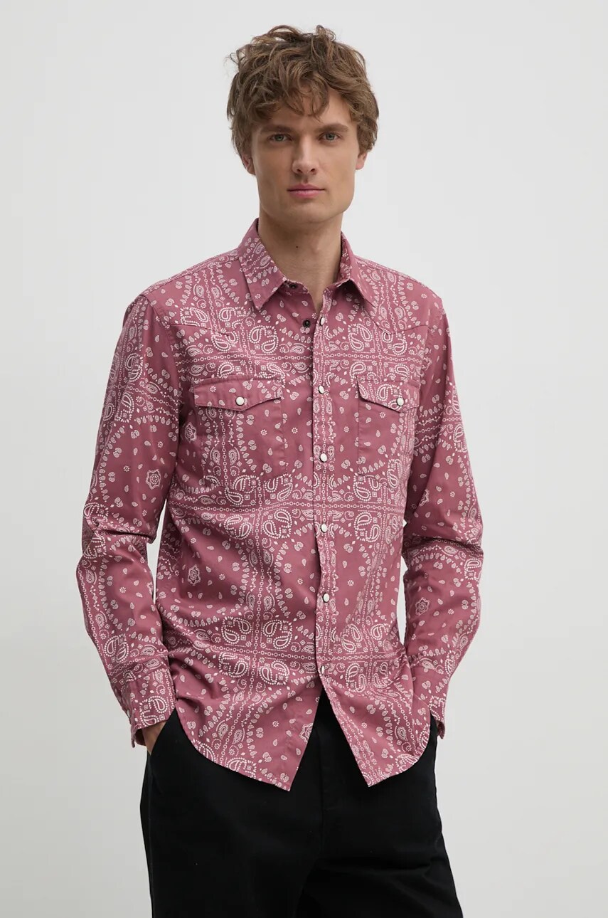 Levně Bavlněná košile United Colors of Benetton růžová barva, regular, s klasickým límcem, 5QCAUQ04P