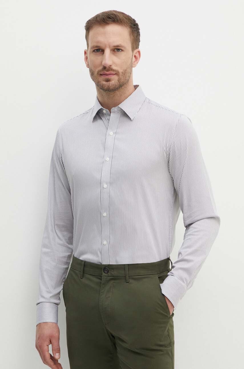 Michael Kors camasa barbati, culoarea gri, cu guler clasic, slim, CT44072B7Q