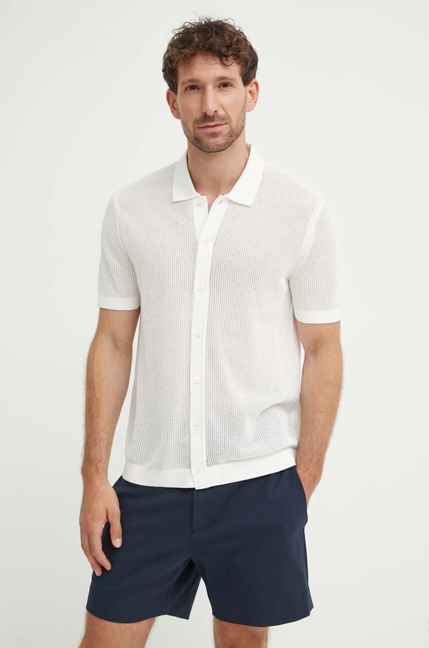 

Риза Theory мъжка в бежово със стандартна кройка с италианска яка N0484709, Бежов