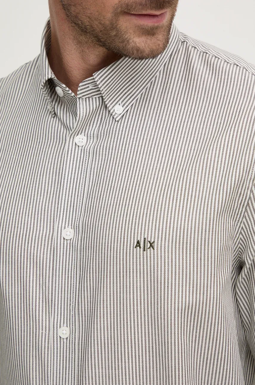 Хлопковая рубашка Armani Exchange мужская цвет белый regular воротник button-down 6DZC02 ZN5CZ Хлопковая рубашка Armani Exchange мужская цвет белый regular воротник button-down 6DZC02 ZN5CZ