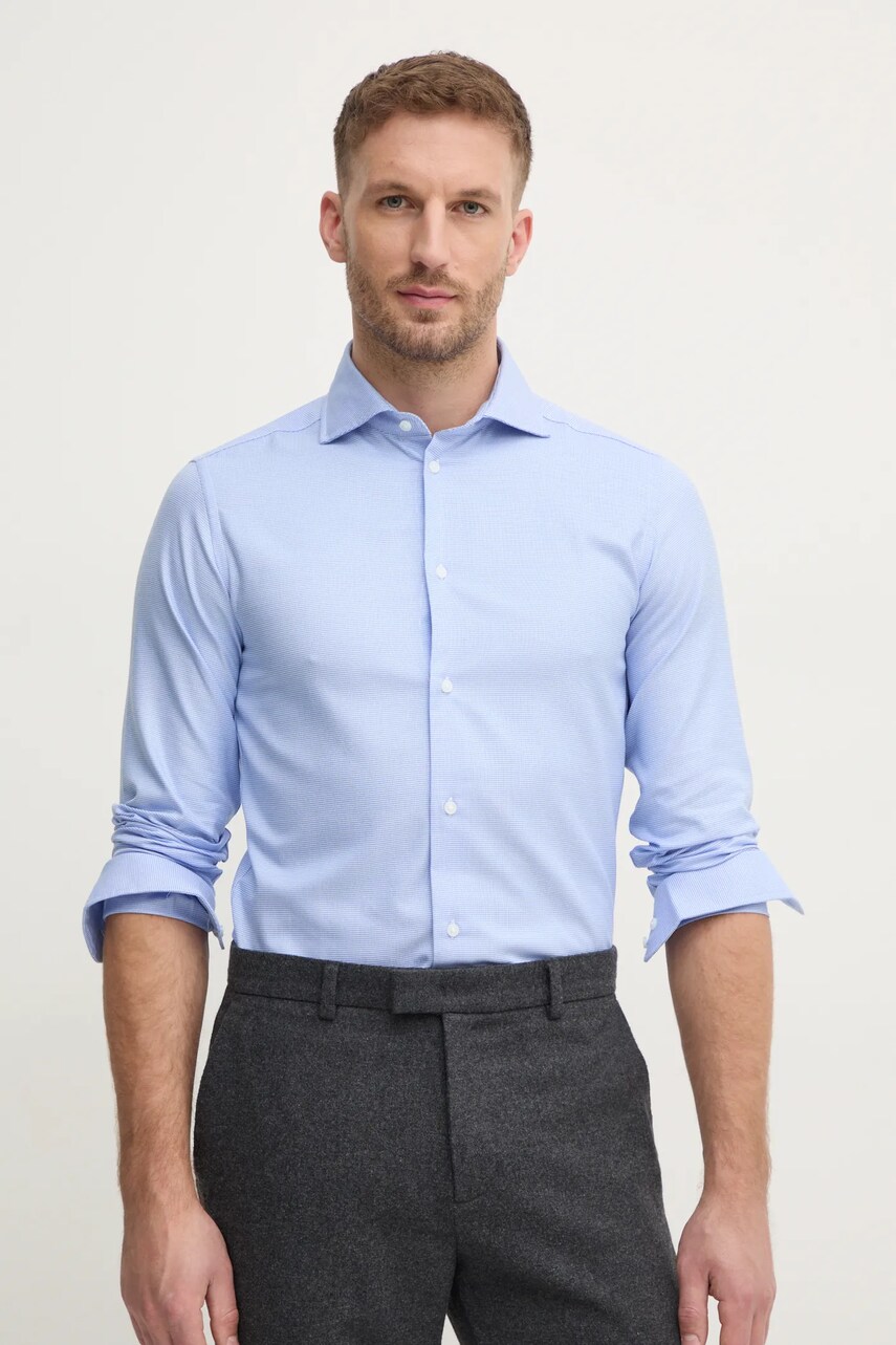United Colors of Benetton camasa barbati, cu guler italian, slim, 5H4TUQ04D