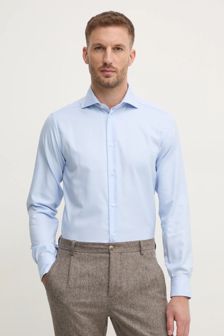 United Colors of Benetton camasa barbati, cu guler italian, slim, 5H4TUQ04D