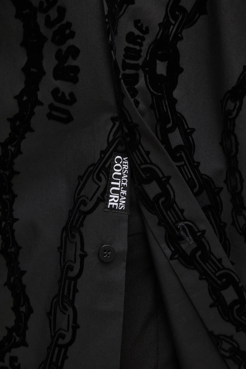 Бавовняна сорочка Versace Jeans Couture чоловіча колір чорний regular класичний комір 77GAL2R0 NS509 
