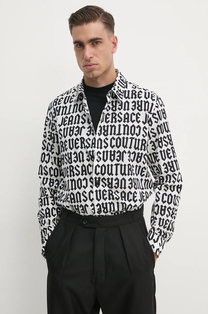 Versace Jeans Couture camasa din bumbac barbati, culoarea alb, cu guler clasic, regular, 77GAL2R0 NS469 Versace Jeans Couture camasa din bumbac barbati, culoarea alb, cu guler clasic, regular, 77GAL2R0 NS469