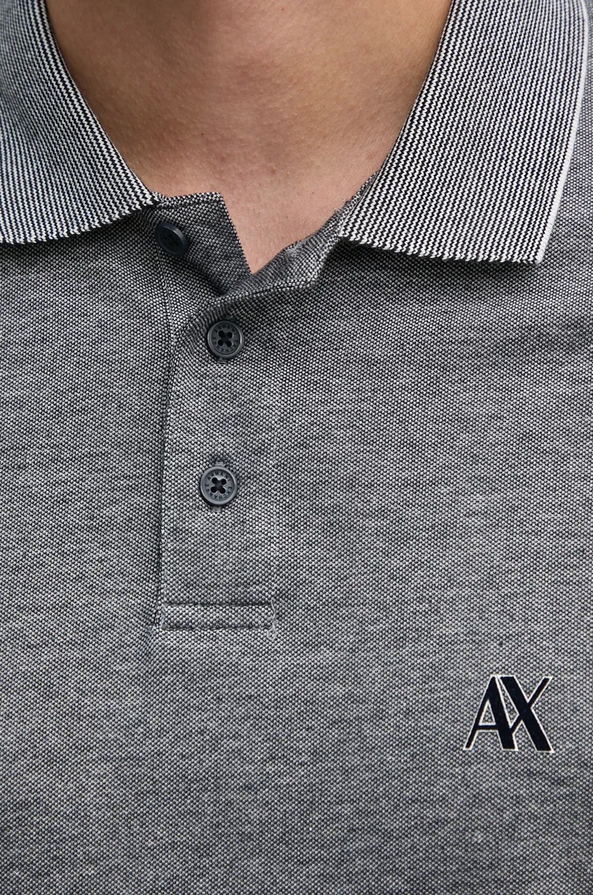 Бавовняне поло Armani Exchange колір сірий меланж 6DZFJP ZJM5Z 