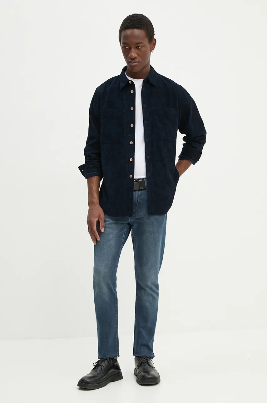Вельветовая рубашка PS Paul Smith цвет синий regular классический воротник M2R.450Y.N22209 Вельветовая рубашка PS Paul Smith цвет синий regular классический воротник M2R.450Y.N22209