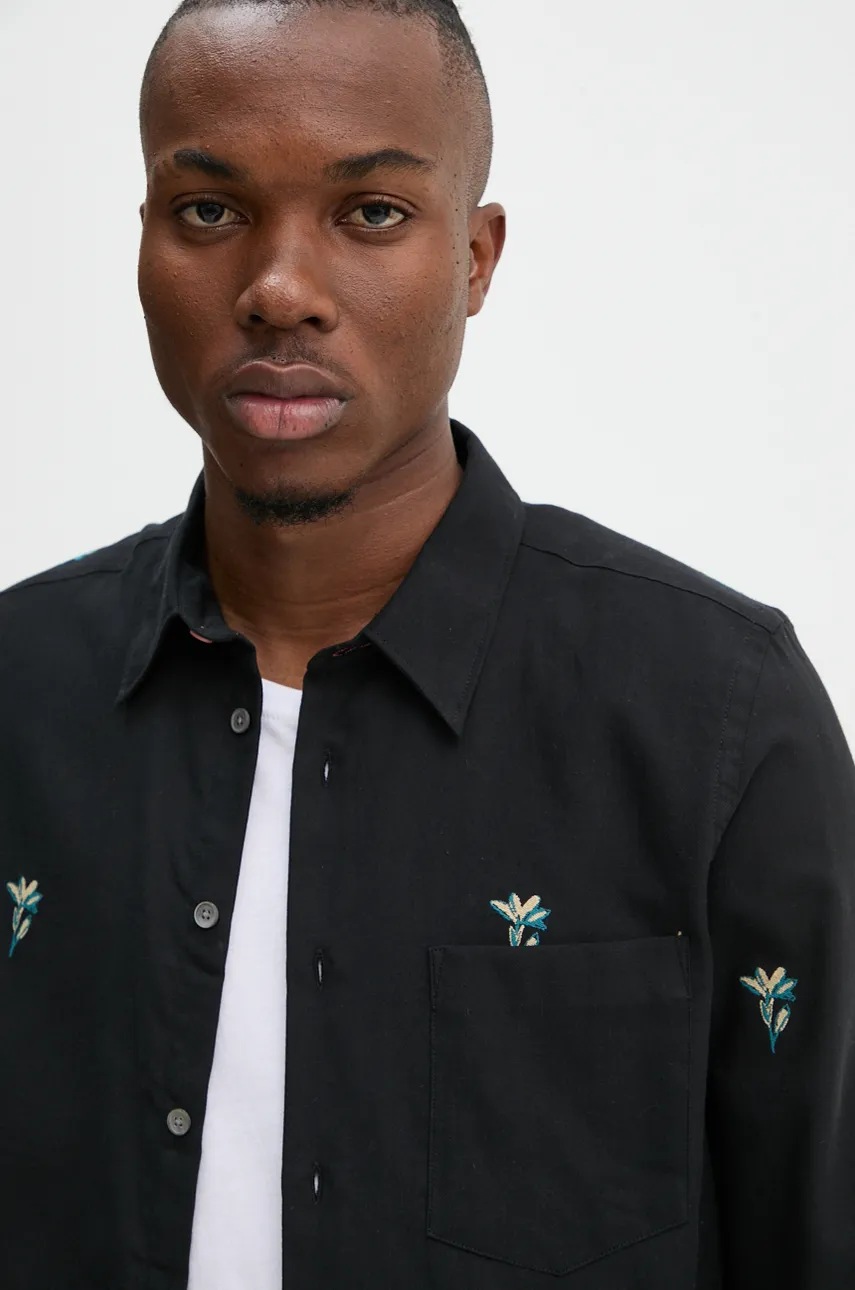 Βαμβακερό πουκάμισο PS Paul Smith ανδρικό, χρώμα: μαύρο, M2R.614P.N22179 φωτογραφία