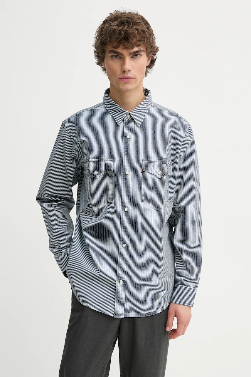 Levi\'s camasa jeans barbati, cu guler clasic, relaxed, A1919