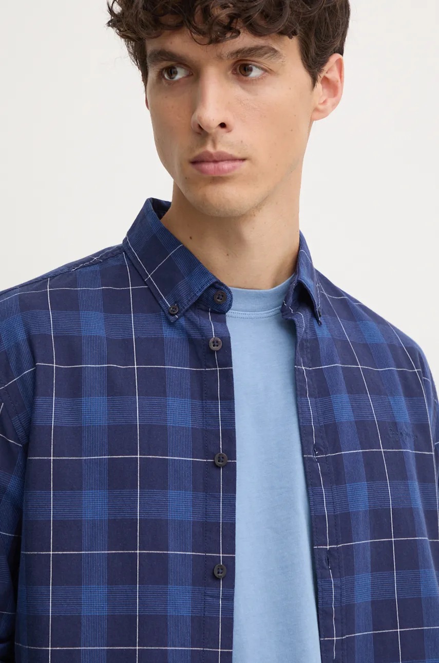 Бавовняна сорочка Pepe Jeans MITCHEL чоловіча колір синій regular комір button-down PM308722 