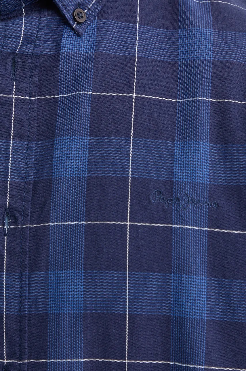 Бавовняна сорочка Pepe Jeans MITCHEL чоловіча колір синій regular комір button-down PM308722 