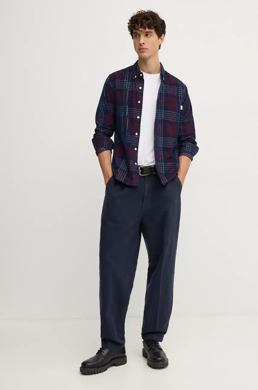 Хлопковая рубашка Pepe Jeans MARCUS мужская цвет синий regular воротник button-down PM308726 Хлопковая рубашка Pepe Jeans MARCUS мужская цвет синий regular воротник button-down PM308726